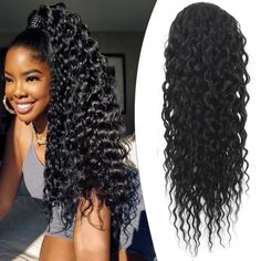 18 Inch Ponytail Extension Drawstring Ponytail For Black Women Synthetic Long Curly Ponytails Wave Hair Extensions Clip In Ponytail Hairpiece(18 Inch Black) Ponytail For Black Women, Hair Extensions Clip, Extensions Clip In, Curly Ponytail, Drawstring Ponytail, Clip In Ponytail, Ponytail Extension, Wave Hair, Clip In Hair Extensions