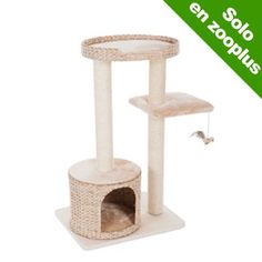 a cat tree with a bird on top