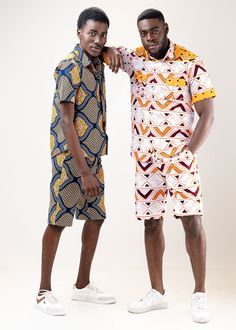 Here’s your chance to show off your bright side in this incredibly cool Mane shorts matching set .it's simple but so chic.Great for a day at the beach or pool, but also for a nice casual outdoor event. It's all yours Description 100% Cotton African Print Wax Short sleeves shirt and matching shorts Front lapel, one button Front button shirt Shorts with zipper Made in Cameroon Fabric from Benin Care instructions Hand wash cold Hang to dry Do not bleach Iron on the wrong side Beach Tops With Built-in Shorts And Short Sleeves, Summer Cotton Sets With Built-in Shorts, Cotton Shorts For Poolside, Yellow Swim Trunks For Summer, Summer Sets With Relaxed Fit And Short Shape, Summer Sets With Relaxed Fit And Shorts, Summer Sets With Short Sleeves, Relaxed Fit Short Length Beachwear Tops, Relaxed Fit Multicolor Summer Sets