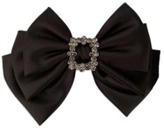 Black Beauty Hair Bow - Black - Other Luxury Detachable Bow Tie For Party, Elegant Bow With Black Ribbon, Luxury Detachable Bow For Evening, Chic Evening Bow With Detachable Feature, Chic Wedding Hair Accessories, Luxury Detachable Bow For Black Tie Events, Chic Black Hair Accessories For Evening, Formal Black Ribbon Bow, Elegant Evening Hair Accessories With Decorative Bow