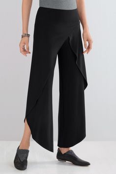 Rapt Pant by Sympli. Versatile yet far from basic, this flattering pant combines the allure of a wrap pant and the easy wearability of a slip-on style. Bold details add artistry to a breathable, wrinkle-free fabric that is especially great for travel. Chic Pants With Asymmetrical Hem, Chic Asymmetrical Hem Pants, Elegant Asymmetrical Hem Work Pants, Versatile Workwear Bottoms With Asymmetrical Hem, Chic Bottoms With Asymmetrical Hem, Versatile Fitted Bottoms With Asymmetrical Hem, Elegant Bottoms With Asymmetrical Hem, Wrap Pant, Palazzo Pants Plus Size