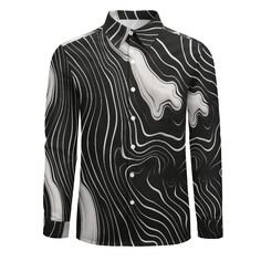 Suminagashi Art Style Floating Ink Elegant Pattern Long Sleeve Shirt Black Long Sleeve Tops With Abstract Print, Black Long Sleeve Top With Abstract Print, Trendy Long Sleeve Shirt With Abstract Print, Casual Shirt With Abstract Pattern, Long Sleeve Tops With Abstract Pattern For Summer, Black Long Sleeve Shirt With Sublimation Print, Long Sleeve Shirt With Sublimation Print, Trendy Black Tops With Abstract Print, White Long Sleeve Tops With Abstract Print