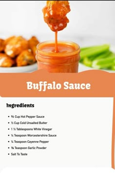 the ingredients for buffalo sauce are shown in this brochure