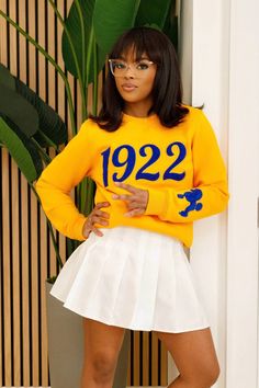 Unisex fit. Model wearing size XS. Recommendation: Order 1 size down unless looser/baggier fit is desired. Chenille Sweatshirt, Sorority Fashion, Pretty Poodles, Graduation Poses, College Fits, Pretty Shirts, Sorority Life, Black Sweatshirt, Black Excellence