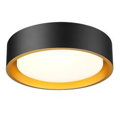 a black and yellow circular light fixture