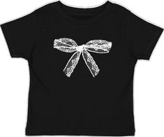 Short Sleeve Cotton T-shirt With Lace Trim, Cotton T-shirt With Lace Trim, Cotton T-shirt With Lace Trim And Short Sleeves, Cotton T-shirt With Lace Trim, Short Sleeve, Black Fitted Top As A Gift, Black Fitted Top For Gift, Lace Bows, Lace Ribbon, Baby Tee