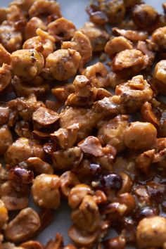 closeup of nuts and raisins on a plate