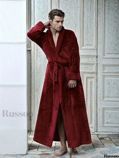 Russoo - Mens Cozy Solid Fleece Robe: Stylish Home Loungewear with Pocket, One-Piece Design, Lace-Up Closure, and Kimono-Inspired Warmth - Ideal for Post-Bath Relaxation Fitted Long Sleeve Winter Sleepwear, Fitted Long Sleeve Robe For Loungewear, Fitted Long Sleeve Solid Color Robe, Fitted Long Sleeve Solid Robe, Long Sleeve Winter Sleep Robe, Long Sleeve Solid Sleepwear For Winter, Fitted Long Sleeve Christmas Sleepwear, Solid Long Sleeve Winter Sleepwear, Solid Color Winter Sleepwear