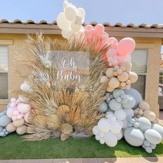 Brand: DCJHFJColor: Blue,pink,whitePackage Dimensions: 60x219x290 Boho Balloon Arch, Balloon Arch Pink, Large Balloons, Blue Balloons, Balloon Diy, Reveal Ideas, Baby Shower Gender Reveal, Baby Shower Balloons, Local Crafts