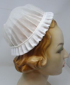 Vintage 1930s Maid Cap Hat White Crinoline with pleated ruffle Perfect for stage, movie set, costume, prop One Size fits all pins into hair Note: This is small because it is not intended to fit down upon your head. It pins in your hair, worn towards the back. I have two of this style available and 3 of a different style as well, at the time of this listing. Excellent condition. Fitted Vintage Bonnet, Fitted Vintage Bonnet Hat, Fitted Vintage Bonnet For Wedding, White Fitted Vintage Bonnet, Vintage Fitted Bonnet For Costume, Vintage Fitted Mini Cap Hats, Vintage Fitted Mini Cap, All Pins, Movie Set