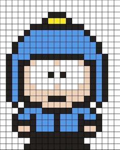 an image of a pixel art style character in blue and black