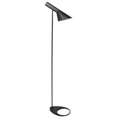 a black floor lamp on a white background