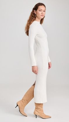 Z Supply Kass Dress | Shopbop Z Supply Jumpsuit, Chic Stretch Textured Knit Sweater Dress, Stretch Pointelle Knit Dress, Non-stretch Midi Sweater Dress, Chic Non-stretch Ribbed Sweater Dress, Pullover Designs, Ribbed Sweater, Sea Salt, Crew Neck Sweater