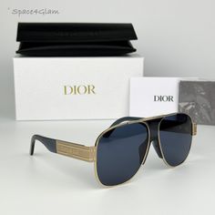 Brand New Dior Diorsignature A3u B0b0 Gold Blue Unisex Aviator Sunglasses 100% Authentic & Brand New! Same/Next Day Free Shipping! No Offers Accepted. Final Price! Don't Miss Out, Shop Now! Brand: Dior Model Number: Diorsignature A3u Color Code: B0b0 Gender: Unisex Frame Shape: Aviator Frame Color: Shiny Gold & Transparent Blue Frame Material: Metal Frame Type: Full Rim Lens Color: Blue Lens Material: Organic Plastic Size: 61x13x140 100% Uv Protection. Full Retail Dior Set Includes: Glasses Case Luxury Blue Sunglasses With Uva Protection, Designer Blue Sunglasses For Formal Occasions, Elegant Blue Anti-reflective Sunglasses, Dior Model, Blue Lens, Blue Frame, Blue Frames, Blue Lenses, Glasses Case