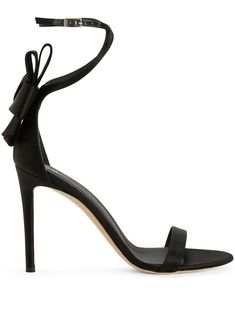 black silk satin bow detailing crossover strap detail buckle-fastening ankle strap branded insole leather sole stiletto heel Giuseppe Zanotti Shoes, Ballet Pumps, Iconic Bags, Demi Fine Jewelry, Boot Pumps, Summer Beach Wear, Satin Bow, Fine Earrings, Sandals Black