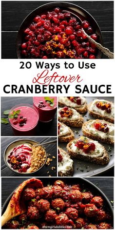 cranberry sauce in a pan with the words 20 ways to use it