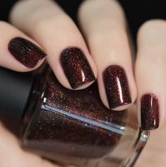 Overnight Bag Espresso Brown Holographic Nail Polish - Etsy Dark Brown Sparkle Nails, Metallic Brown Nails, Brown Sparkly Nails, Brown Sparkle Nails, Espresso Nails, Copper Nails Designs, Earth Dragon, Ilnp Nail Polish, Bronze Nails