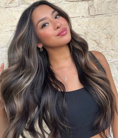 Blonde Balayage Dark Brown Hair, Black Hair With Highlights Front Pieces, Brunette Face Framing Balayage, Dark Brown W Lowlights, Face Framing On Brown Hair, Caramel Balayage With Money Pieces, Brunette Balayage Wedding Hair, Dark Hair Color Ideas Light Skin, Sandy Highlights On Dark Hair