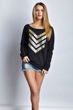 Sequin Chevron Arrow Design Black Sweatshirt  The Dazzle Me Chevron Shirt  Holiday Fashion Liam Payne Tattoo 1D  Available in Plus Sizes Long Sleeve Cotton Tops With Glitter Print, Casual Winter Tops With Sequins, Glitter Print Crew Neck Tops For Fall, Crew Neck Top With Glitter Print For Fall, Long Sleeve Tops With Contrast Sequin For Fall, Contrast Sequin Long Sleeve Tops For Fall, Casual Sequin Tops For Fall, Fall Crew Neck Top With Contrast Sequin, Fall Contrast Sequin Crew Neck Top