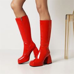 New Trend Shoes, Punk Mode, Go Go Boots, Knee High Platform Boots, Black Platform Boots, Super High Heels, Platform Heels Chunky, Boots Women Fashion, Womens Mid Calf Boots