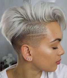 Unique Hair Cuts, Female Hairstyles, Undercut Long Hair, Short White Hair, Short Shaved Hairstyles, Short Undercut, Short Hair Undercut, Short Pixie Haircuts, 짧은 머리