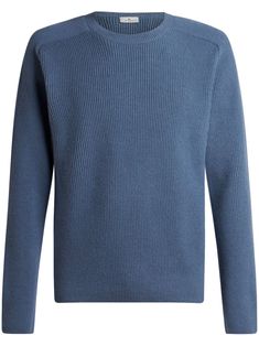 light blue cashmere blend ribbed knit crew neck long sleeves straight hem Blue Cashmere Sweater With Ribbed Collar, Blue Cashmere Sweater With Ribbed Cuffs, Blue Workwear Sweater, Casual Cashmere Top With Ribbed Neckline, Blue Cashmere Crew Neck Top, Blue Casual Cashmere Tops, Blue Crew Neck Sweater With Ribbed Neckline, Casual Blue Cashmere Top, Casual Cashmere Sweater With Ribbed Cuffs