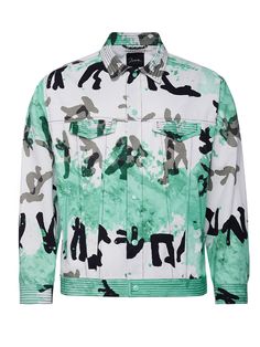 No-gender light printed cotton Trucker Jacket, with full frontal mint snaps fastening. It features two pockets on the front and chest and mint topstiching details - resembling the judogi - on the collar, sleeves, pockets and waistband. Not lined for a lighter feel. On the wristband, it has two snaps, so you can adjust to your size. With our exclusive judo print, with the judo techniques in black, mint and white.Composition100% Printed CottonGentle 30º Wash. Carefully handmade in PortugalSize and Graphic Print Long Sleeve Track Jacket For Streetwear, Green Outerwear With Graphic Print, Green Urban Outerwear With Graphic Print, White Fleece Outerwear With Graphic Print, Judo Techniques, Urban Green Graphic Print Outerwear, Judo Gi, Full Frontal, Trucker Jacket