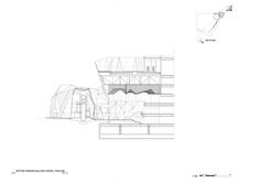 an architectural drawing shows the side and top sections of a building, with different angles