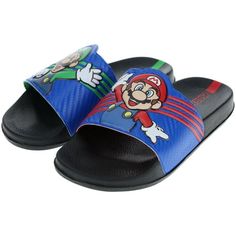 Nintendo Super Mario Brothers Mario & Luigi are back! Enjoy the easy-on comfort of these cool, fun slide sandals for kids! Perfect for any Nintendo Switch, Super Mario, and Mario Bros fan! These officially licensed Super Mario Bros. sandals by Nintendo are the perfect gift for any Nintendo Super Mario fan! These slide sandals for boys feature your favorite NINTENDO characters Super Mario Brothers Mario and Luigi, in a slip-on flip flop style. These easy-to-wear slip-on slides are hassle-free for Toddler Timberlands, Super Mario Nintendo, Sporty Sandal, Mario Luigi, Nintendo Characters, Flip Flops Style, Boys Sandals, Super Mario Brothers, Fisherman Sandals