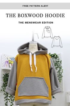 the boxwood hoodie sewing pattern is shown on a mannequin