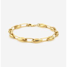 Plain Gold Interlink Bracelet 14K Yellow Gold 14k Yellow Gold Chain Link Bracelet, Timeless Gold Bracelets With Oyster Detail, Gold Timeless Oyster Bracelet, Modern Gold-tone Bracelets With Polished Finish, Oval 14k Yellow Gold Bracelet, Modern Gold-tone Chain Bracelet For Formal Occasions, Timeless Gold-plated Bracelet, Tarnish Resistant, Classic Gold-tone Charm Bracelet, Timeless Gold-plated Tarnish-resistant Bracelet