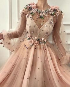 Robes D'occasion, Floral Prom Dresses, 파티 드레스, Long Sleeve Prom, Princess Dresses, Beaded Prom Dress, Skirt Maxi, Fairytale Dress, فستان سهرة