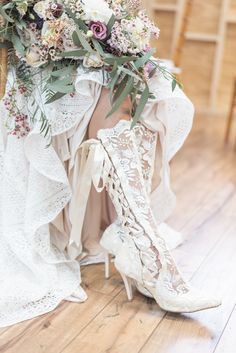 Boho Bridal Boots by House of Elliot - Boho Wedding Inspiration - Boho Bride - Lace Bridal Shoes - Bridal Cowboy Boots Elegant Spring Wedding Boots, Spring Wedding Boots With Pointed Toe, Elegant Fitted Wedding Boots, Elegant High Heel Wedding Boots, Elegant High Heel Boots For Wedding, Elegant Lace-up Boots For Spring, Fitted Wedding Boots For Spring, Elegant Almond Toe Wedding Boots, Elegant Lace-up Wedding Boots