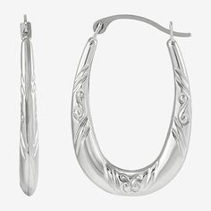 # Pieces In Set: 1 PairFeatures: Quick ShipEarring Back: HingedMetal Color: WhiteEarring Length: 23mmEarring Width: 15mmMetal: 14k White GoldEarrings Style: Hoop EarringsCountry of Origin: Imported Small Hoop Engraved Earrings, Engraved Small Hoop Jewelry, Small Engraved Hoop Earrings, Hinged Hoop Huggie Earrings, Earrings Hoop, Clothing And Shoes, Hoop Earrings, White Gold, Gold