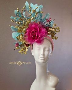 Spring Turquoise Headpiece For Parties, Turquoise Fascinator For Spring Party, Spring Party Turquoise Fascinator, Turquoise Spring Party Fascinator, Spring Party Mini Hat In Turquoise, High Tea Hat, High Tea Hats, Derby Gala, Feather Hats