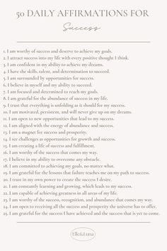 a page from the book 50 daily affirmations for success