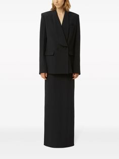 Nina Ricci shawl-lapel double-breasted Blazer - Farfetch Sleek Evening Blazer With Hidden Button Closure, Sleek Single Button Blazer Dress For Formal Occasions, Timeless Long Sleeve Tuxedo For Work, Timeless Notch Lapel Blazer Dress For Formal Occasions, Timeless Long Sleeve Evening Blazer, Formal Blazer Dress With Notch Lapel And Pressed Crease, Formal Long Sleeve Blazer Dress With Single Button, Sleek Single Button Evening Outerwear, Tuxedo-style Structured Blazer With Double Buttons