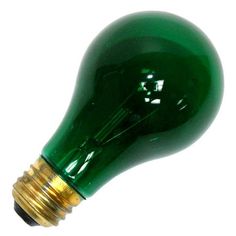 a green light bulb on a white background