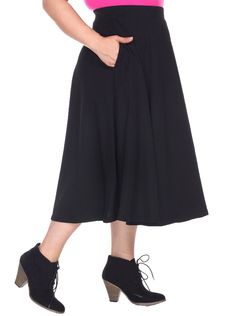 This adorable skirt will be your new go-to item all year round! Featuring textured Liverpool fabric, you will be sure to draw everyone's attention. This Plus 'Tasmin' Flare Midi Skirt sits comfortably on the waist, with its elastic waistband and flares out to create a feminine look. With 2 front pockets, this skirt is both stylish and functional. It pairs well with any top so it's perfect for any occasion! Skirt Details: Flower Print Textured Fabric Flared Midi Length Elastic Waistband Two Front Stretch Skirt With Pockets, Stretch Solid Color Skirt With Pockets, Stretch Solid Skirt With Pockets, Chic Pleated Skirt In Solid Color, Stretch Solid Color Midi Skirt, Stretch Midi Skirt In Solid Color, Chic Solid Color Relaxed Skirt, Chic Relaxed Fit Solid Color Skirt, Stretch Flared Maxi Skirt In Solid Color