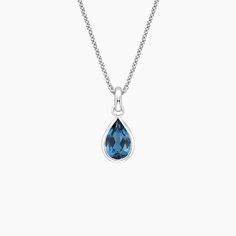 Teardrop London Blue Topaz Pendant - Silver. A pear-shaped London Blue topaz rests within a bezel setting with an open back to allow maximum light to reach the gem. This reversible pendant can be worn on either side making it the perfect option for everyday wear. The length of the necklace can be adjusted to either 16 or 18 inches to suit individual preference.

As a Brilliant Pick, this piece displays the best and brightest in fashion and design and is beloved by Brilliant Earth designers and c Kay Jewelers Engagement Rings, London Blue Topaz Necklace, Diamond Bar Necklace, Dragon Earrings, Blue Topaz Pendant, Topaz Pendant, Topaz Necklace, Jewelry Accessories Ideas, Kay Jewelers