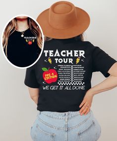 Get ready to embark on a new school year journey with our Prek Teacher Tour Shirt, perfect for educators gearing up for a year of growth and learning. Show your passion for teaching young learners with our Preschool Teacher Shirt, designed for educators who make a difference every day.  Product Description: ⇝ Bella and Canvas Brand Shirts ⇝ Unisex Adult Sizing ⇝ Rolled Sleeves in pictures are for styling purposes only ⇝ Props used in photos for are NOT included with purchase ⇝ Please consult the listing image for information regarding the sizes available for the T-shirt. ⇝ When applicable, white shirts will be printed with black letters. ⇝ CARE INSTRUCTIONS * WASHING: Machine wash lukewarm or cold, inside-out, gentle cycle with mild detergent and similar colors. * DRYING: Hang-dry for the Year Of Growth, Teacher Tee Shirts, Prek Teacher, Preschool Teacher Shirts, Teacher Fashion, Kindergarten Teaching, Brand Shirts, Teacher Style, Teacher Tees