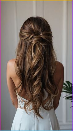 Looking for bridesmaid hair inspo Check out these simple chic hairstyles perfect for all hair types - long short medium length and even curly Whether you prefer a side part half-up half-down elegant updo ponytail braid bun or bangs there's a trendy style for every wedding vibe Whether you have thin hair thick hair or brunette locks find your perfect wedding hair look here Wedding Hairstyle Long Thick Hair, Bridesmaid Hair Ponytail Brunette, Bridesmaid Hair For Mid Length Hair, Simple Wedding Half Updo, Bridesmaid Up Do Long Hair, Loose Pulled Back Wedding Hair, Wedding Hairstyles For Long Hair Bridesmaid, Bridesmaids Hair Ponytail, Half Up Half Down Bridesmaid Hair Brunette