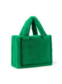 Crafted from panels of plush faux fur, the JADE Tote Bag features a structured silhouette and delightfully soft handles. Its spacious size is designed to hold everyday essentials. Fur Tote Bag, Cute Online Clothing Stores, Green Fur, Mini Accessories, Family Women, Fur Bag, High Fashion Outfits, Clothing Stores, Vibrant Green