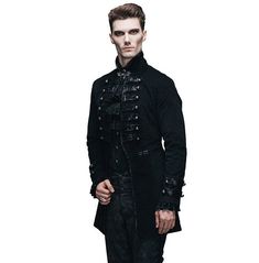 Men's Party Outfits Steampunk Black, Gothic Outfit, Pirate Jacket, Gothic Victorian, Perfect Coat, Preppy Look, Themed Outfits, Double Breasted Coat, Leather Pattern