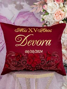 Burgundy quinceanera kneeling pillow, shoes pillow Burgundy Quince Ramo, Quince Pillow Ideas, Quinceanera Heel Pillow, Quinceanera Pillow Set, Quince Pillow, Red Quinceanera Pillow, Kneeling Pillow, Burgundy Quinceanera, Money Card Box