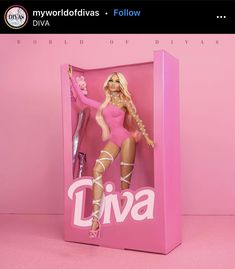 a barbie doll in a pink box with the word diya on it's side