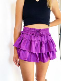 PURPLE RUFFLED GAMEDAY SKORT - LUDIC SOUL