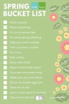 a spring bucket list with flowers on it