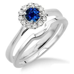 a blue and white diamond ring set