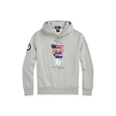 Part of the Polo Ralph Lauren Team USA Collection this cotton-blend hoodie features our iconic Polo Bear sporting the uniform Ralph Lauren designed for Team USA's flagbearer to wear during the Closing Ceremony of the Olympic and Paralympic Games Paris 2024. Ralph Lauren Cotton Hoodie With Drawstring Hood, Sports Hooded Top With Embroidered Logo, Ralph Lauren Sporty Winter Hoodie, Ralph Lauren Cotton Hooded Sweatshirt, Sporty Ralph Lauren Winter Hoodie, Ralph Lauren Hooded Cotton Sweatshirt, Ralph Lauren Casual Hooded Sweatshirt, Ralph Lauren Sporty Hoodie For Fall, Ralph Lauren Winter Hoodie With Drawstring Hood